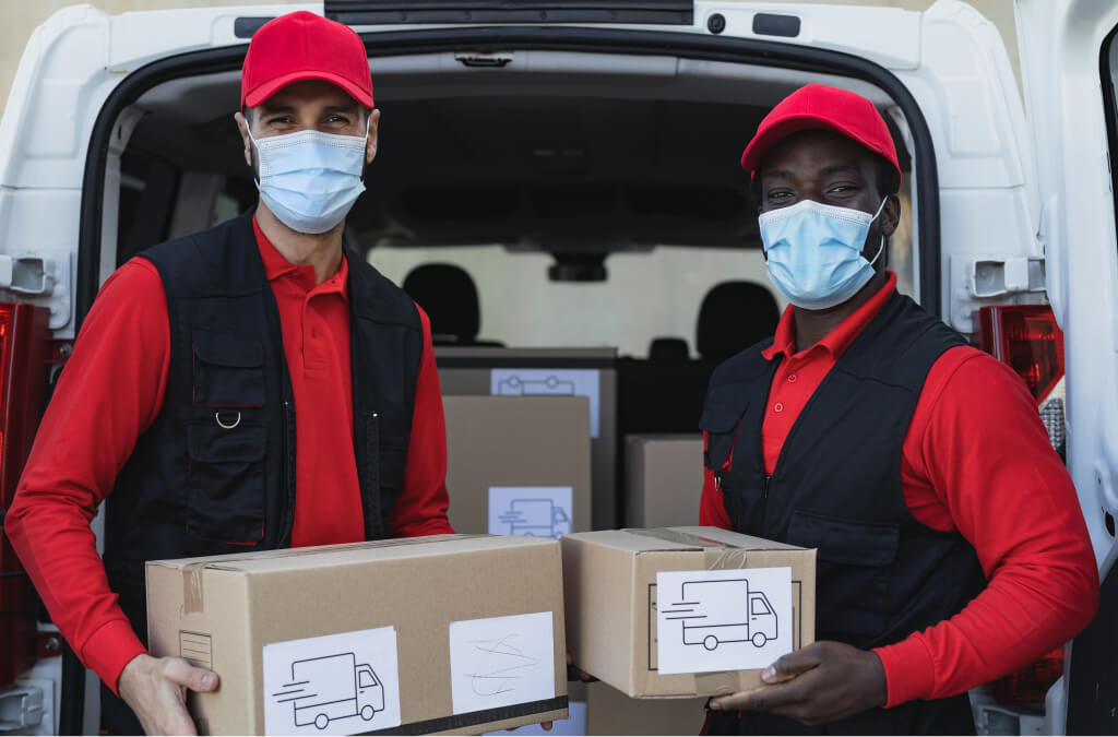 Black African courier delivering local packages