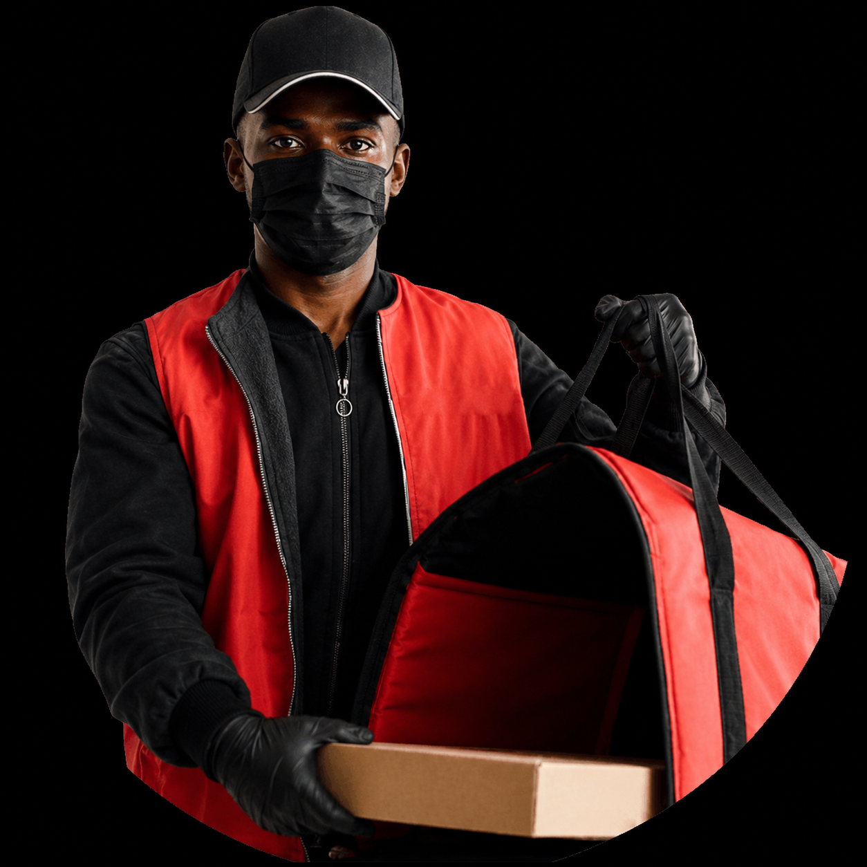 Professional Black African delivery courier